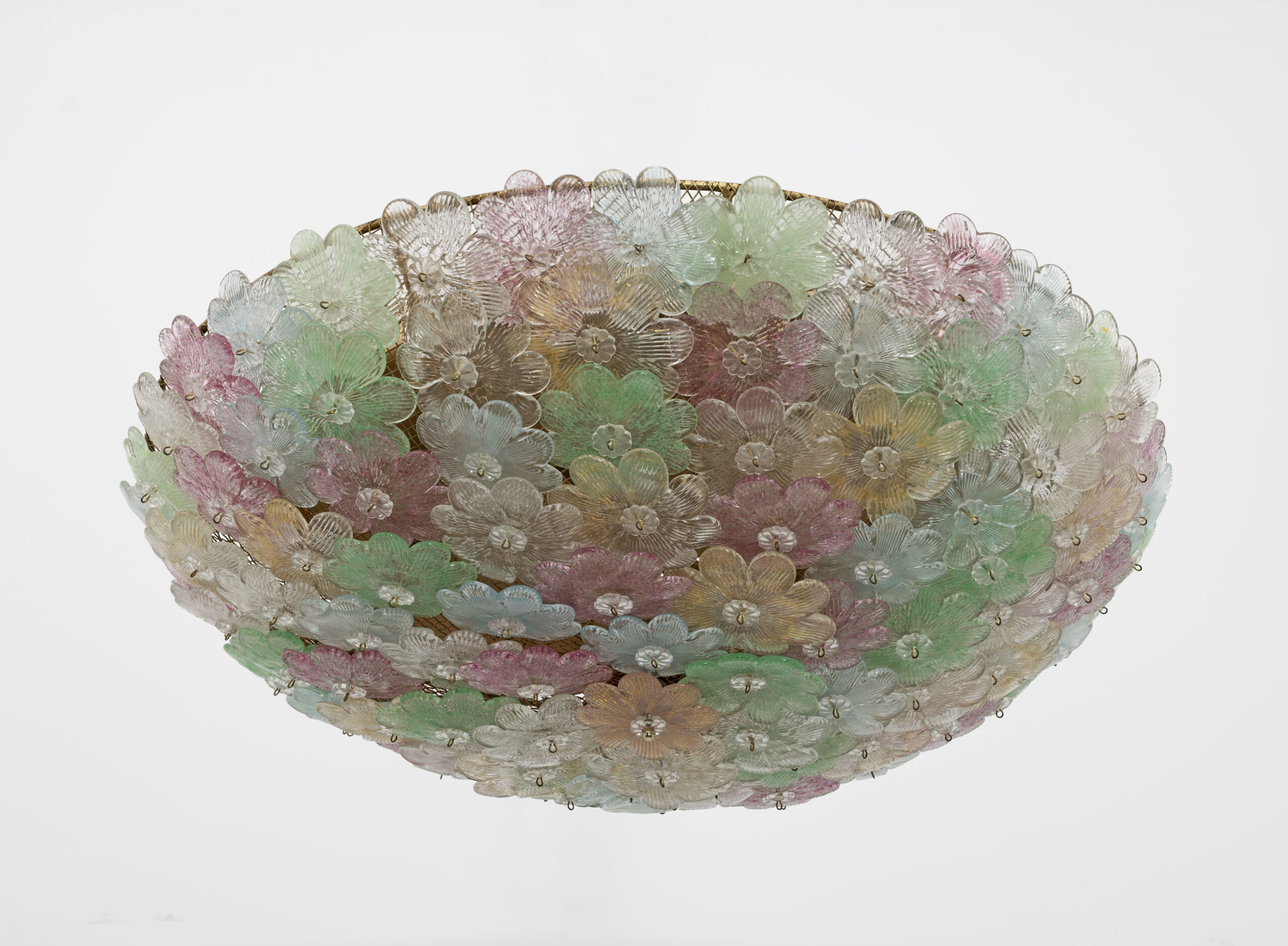 Barovier & Toso Mid-century Modern Murano Glass Flower Basket Ceiling Light, 50s