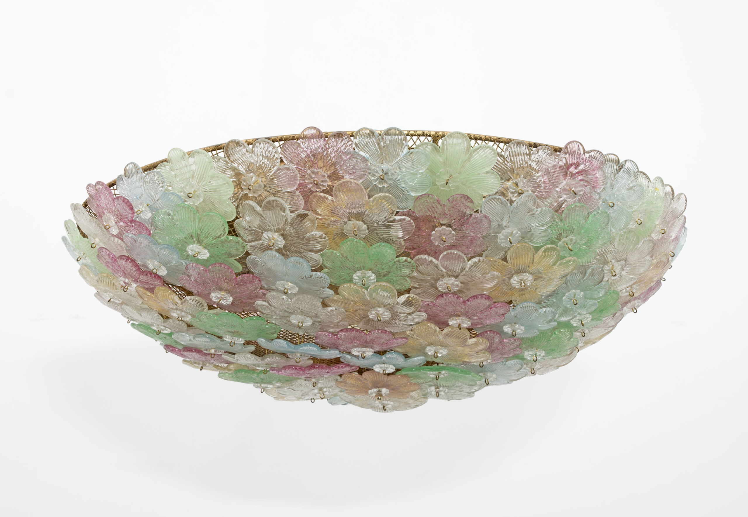 Barovier & Toso Mid-century Modern Murano Glass Flower Basket Ceiling Light, 50s