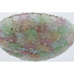 Barovier & Toso Mid-century Modern Murano Glass Flower Basket Ceiling Light, 50s