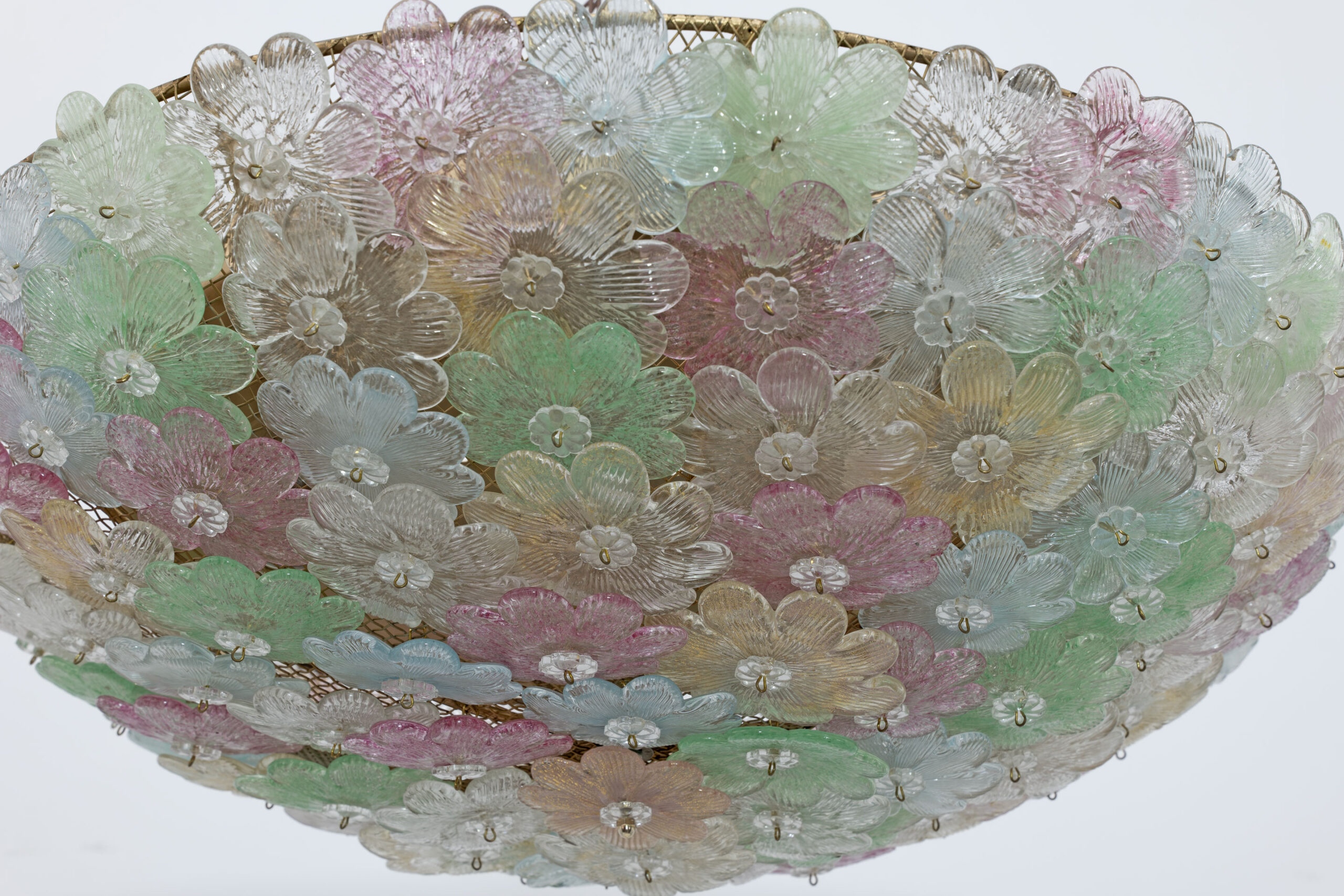 Barovier & Toso Mid-century Modern Murano Glass Flower Basket Ceiling Light, 50s