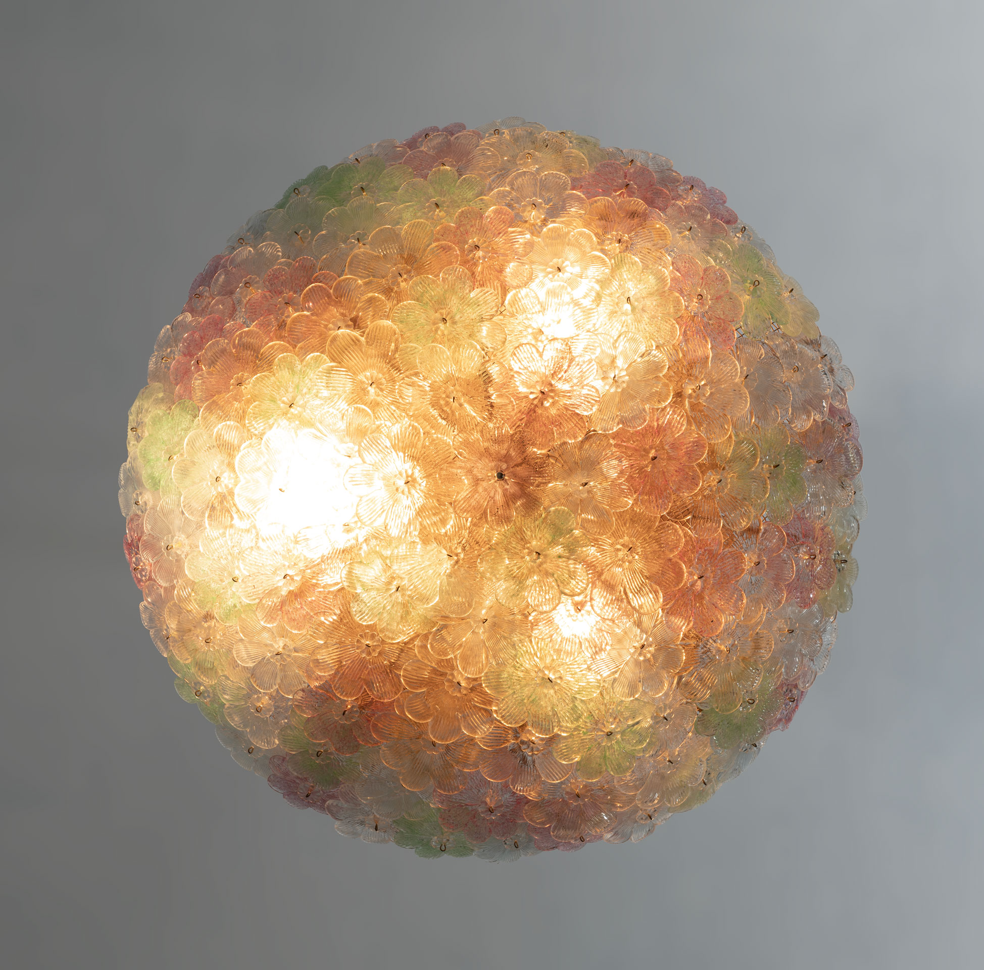 Barovier & Toso Mid-century Modern Murano Glass Flower Basket Ceiling Light, 50s