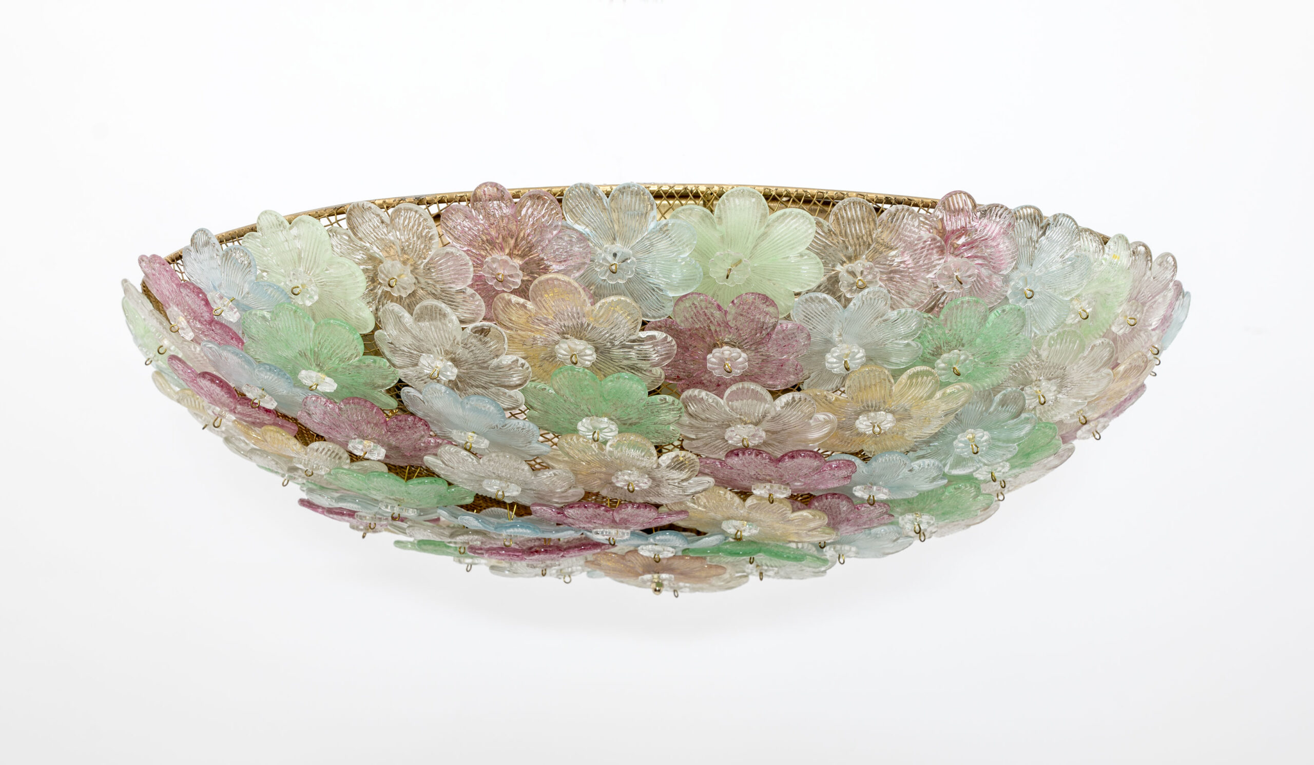 Barovier & Toso Mid-century Modern Murano Glass Flower Basket Ceiling Light, 50s