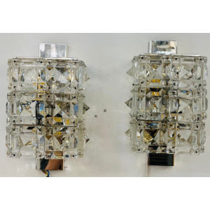 Vintage Kinkeldey Crystal & Chrome Wall Lights, 1960s