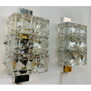 Vintage Kinkeldey Crystal & Chrome Wall Lights, 1960s