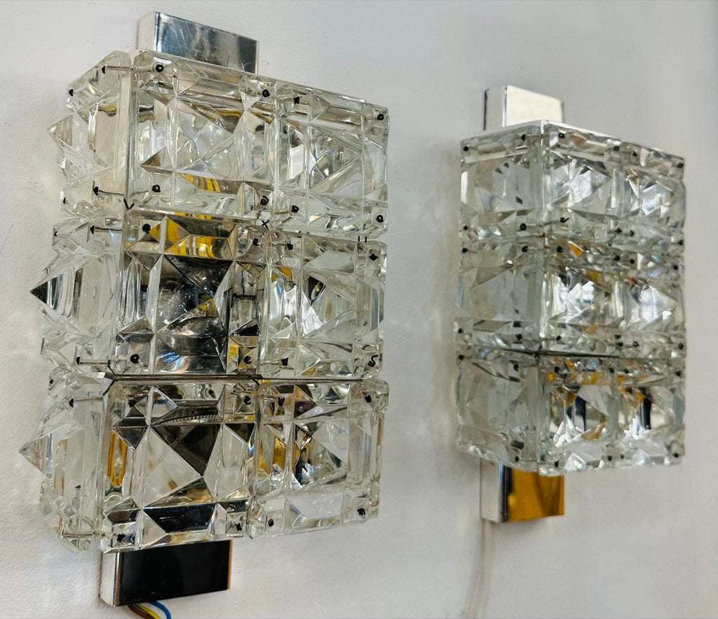Vintage Kinkeldey Crystal & Chrome Wall Lights, 1960s
