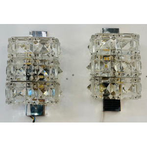 Vintage Kinkeldey Crystal & Chrome Wall Lights, 1960s