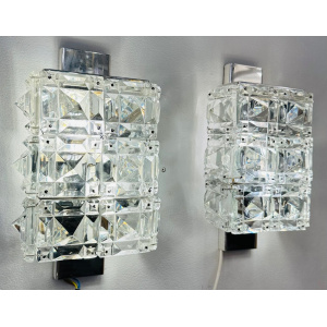 Vintage Kinkeldey Crystal & Chrome Wall Lights, 1960s