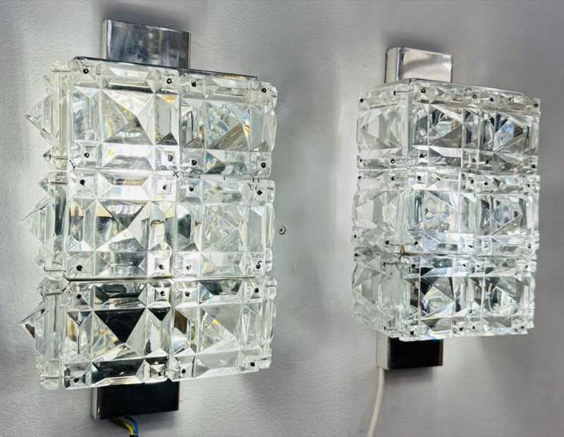 Vintage Kinkeldey Crystal & Chrome Wall Lights, 1960s