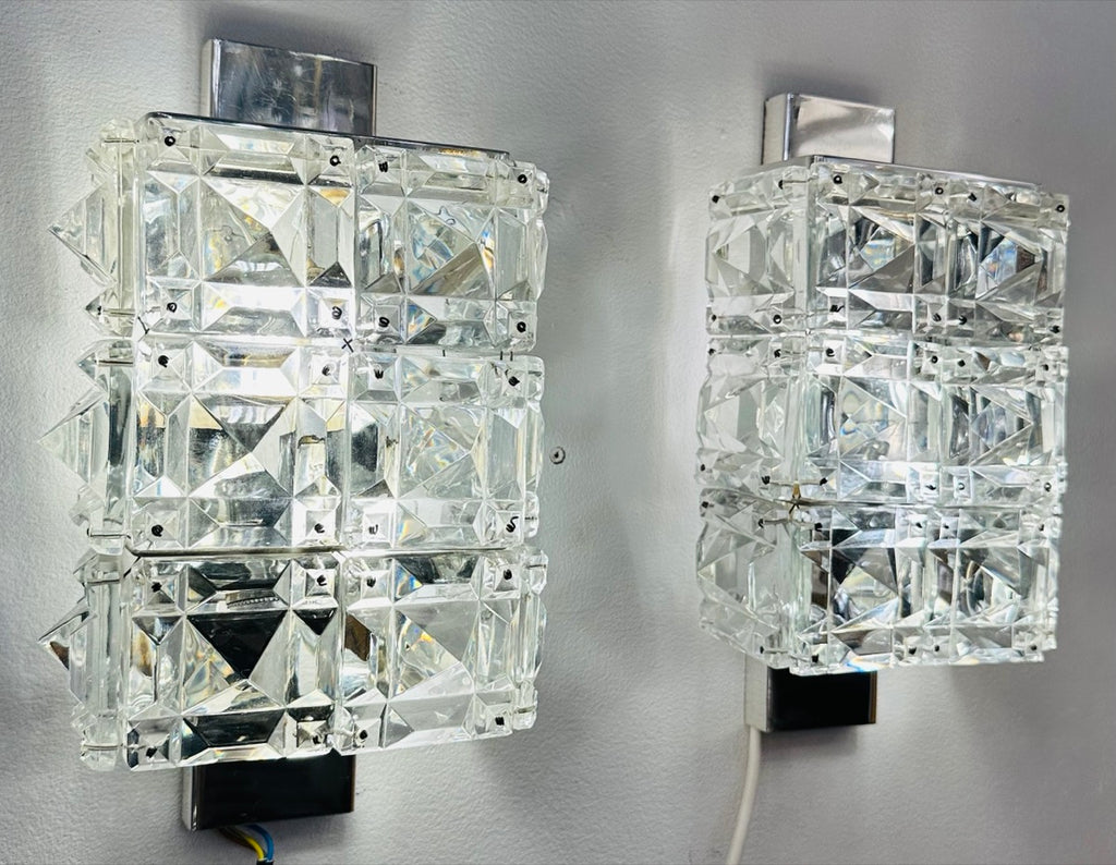 Vintage Kinkeldey Crystal & Chrome Wall Lights, 1960s
