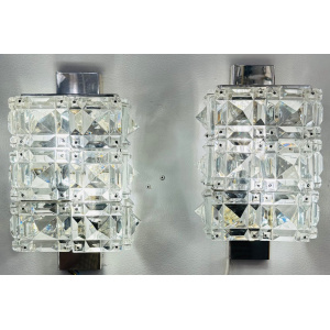 Vintage Kinkeldey Crystal & Chrome Wall Lights, 1960s