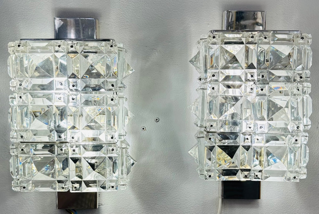 Vintage Kinkeldey Crystal & Chrome Wall Lights, 1960s