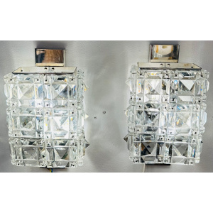 Vintage Kinkeldey Crystal & Chrome Wall Lights, 1960s