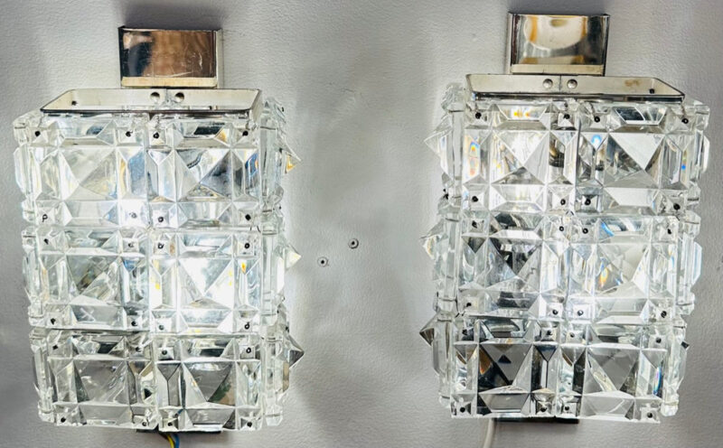 Vintage Kinkeldey Crystal & Chrome Wall Lights, 1960s