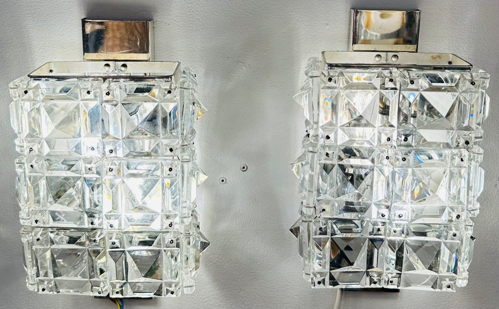 Vintage Kinkeldey Crystal & Chrome Wall Lights, 1960s