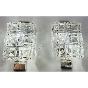 Vintage Kinkeldey Crystal & Chrome Wall Lights, 1960s