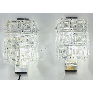 Vintage Kinkeldey Crystal & Chrome Wall Lights, 1960s