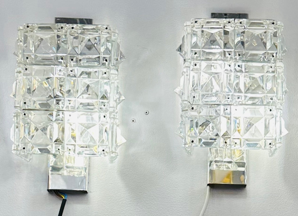 Vintage Kinkeldey Crystal & Chrome Wall Lights, 1960s