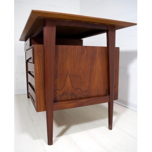 Vittorio Dassi Mid-Century Modern Italian Teakwood Writing Desk and Chair, 1950s