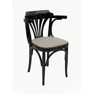 Mid-Century Modern French Ebonized Beech Bistro Chairs, 1970s, Set of 4