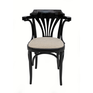Mid-Century Modern French Ebonized Beech Bistro Chairs, 1970s, Set of 4