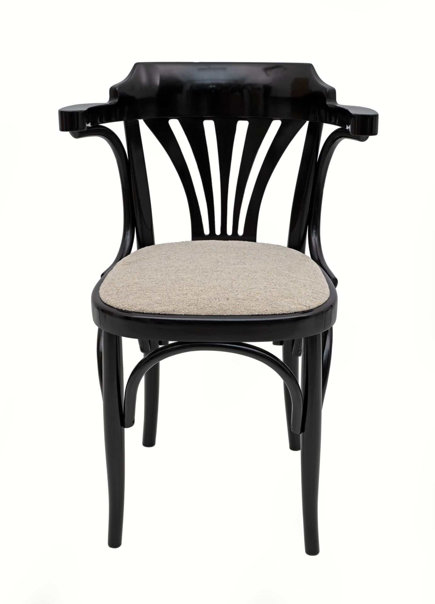 Mid-Century Modern French Ebonized Beech Bistro Chairs, 1970s, Set of 4