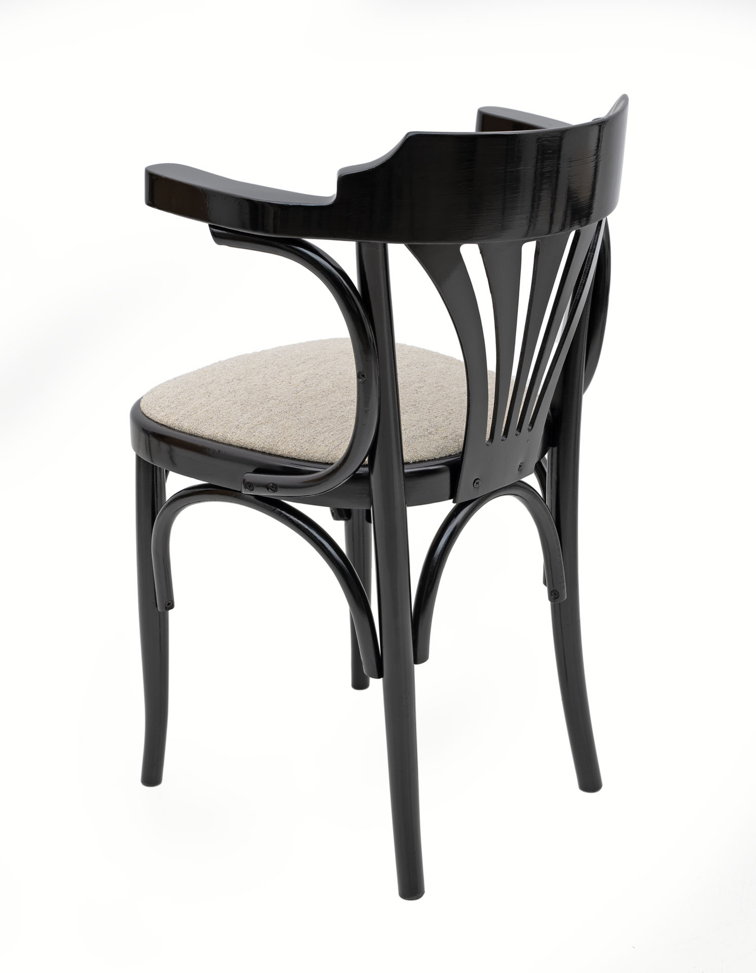 Mid-Century Modern French Ebonized Beech Bistro Chairs, 1970s, Set of 4