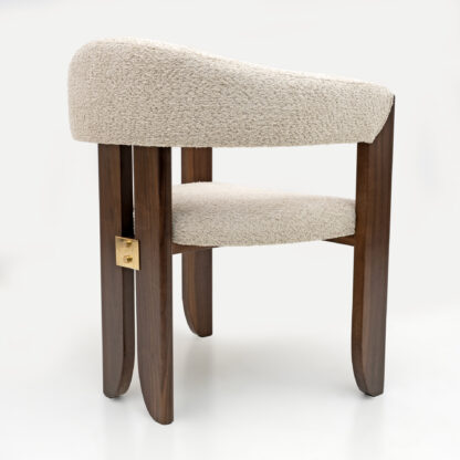 Eight Mid-century Modern Italian Bouclè and Walnut Dining Chairs, 1970s - Image 2