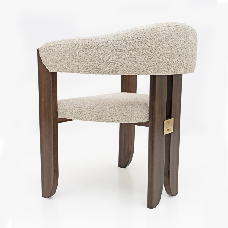 Eight Mid-century Modern Italian Bouclè and Walnut Dining Chairs, 1970s - Image 9