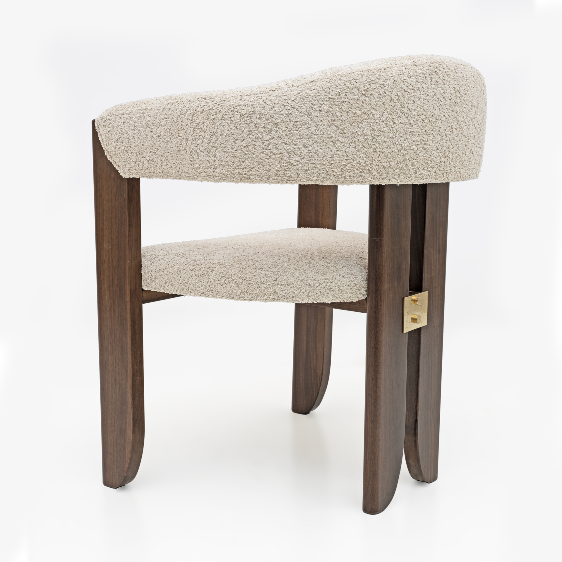 Eight Mid-century Modern Italian Bouclè and Walnut Dining Chairs, 1970s