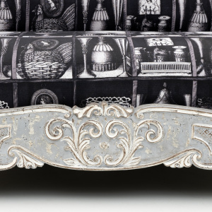 Charles X Style Italian Sofa with Fornasetti Linen Fabric