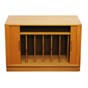 Teak Tambour Door Record Cabinet By Kai Kristiansen, 1960s