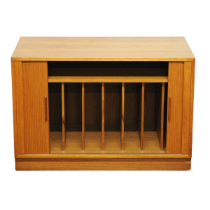Teak Tambour Door Record Cabinet By Kai Kristiansen, 1960s