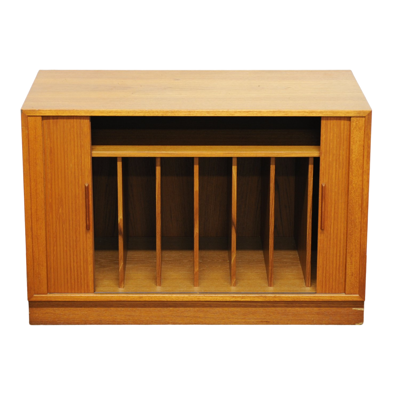 Teak Tambour Door Record Cabinet By Kai Kristiansen, 1960s