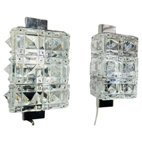 Vintage Kinkeldey Crystal & Chrome Wall Lights, 1960s