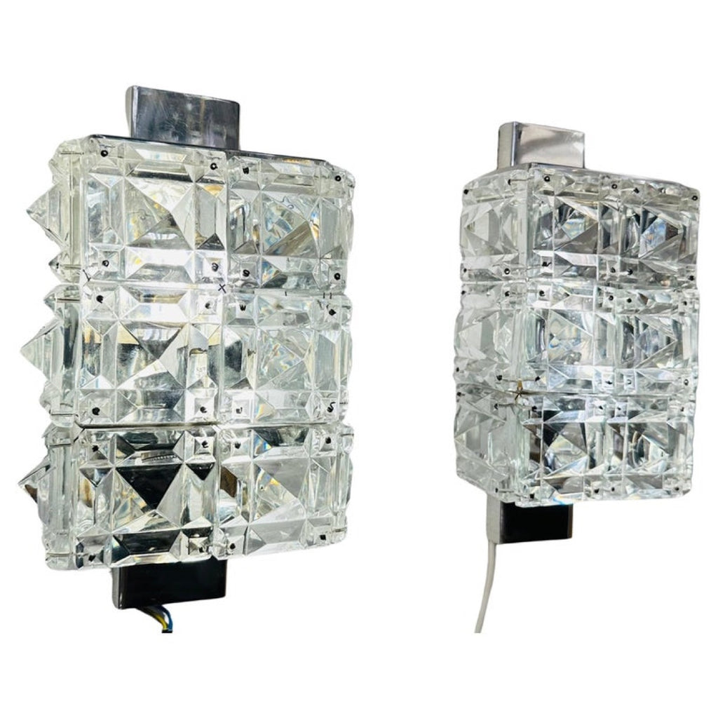 Vintage Kinkeldey Crystal & Chrome Wall Lights, 1960s