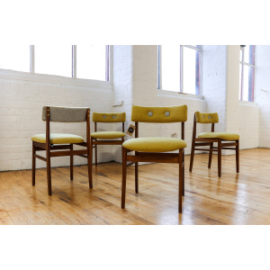 Big Button Two Tone Mid-Century Dining Chairs.