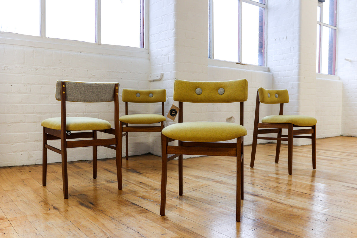 Big Button Two Tone Mid-Century Dining Chairs.