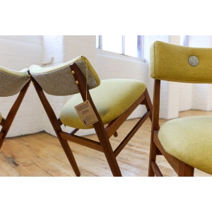 Big Button Two Tone Mid-Century Dining Chairs.