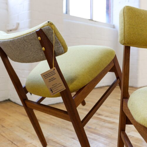 Big Button Two Tone Mid-Century Dining Chairs.