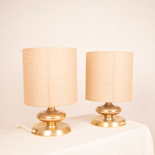 Pair of C-363 Lamps Gold Edition24K Lights Italy 1970