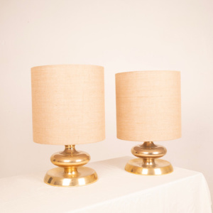 Pair of C-363 Lamps Gold Edition24K Lights Italy 1970