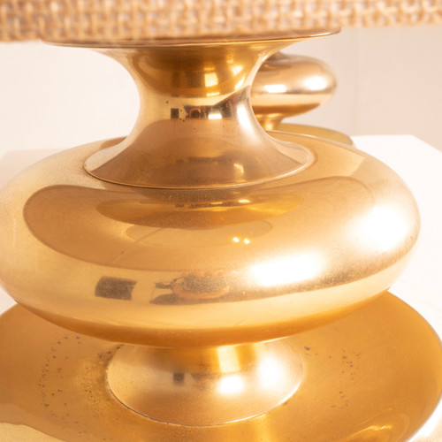 Pair of C-363 Lamps Gold Edition24K Lights Italy 1970