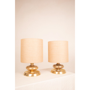 Pair of C-363 Lamps Gold Edition24K Lights Italy 1970