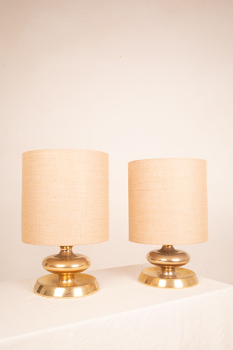 Pair of C-363 Lamps Gold Edition24K Lights Italy 1970