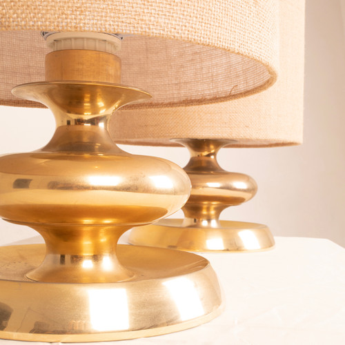 Pair of C-363 Lamps Gold Edition24K Lights Italy 1970