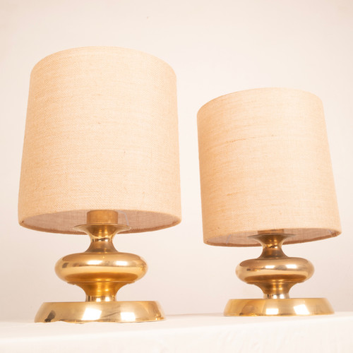 Pair of C-363 Lamps Gold Edition24K Lights Italy 1970