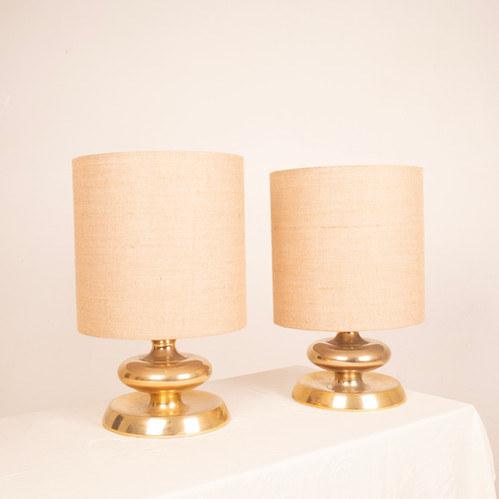 Pair of C-363 Lamps Gold Edition24K Lights Italy 1970