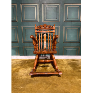 Decoratively Carved Childs Rocking Chair