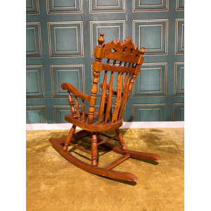 Decoratively Carved Childs Rocking Chair