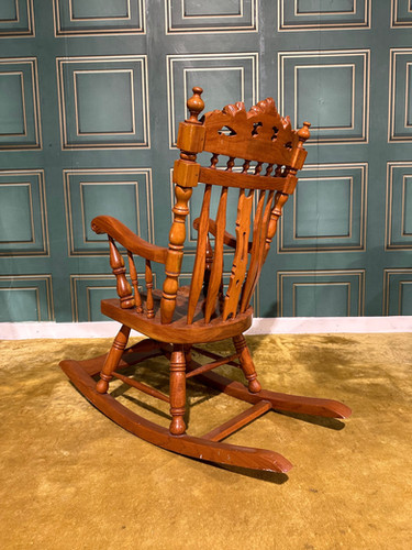 Decoratively Carved Childs Rocking Chair
